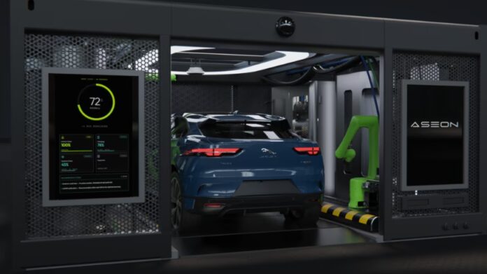 Aseon Labs raises ten million dollars to build parking-space-sized pods that charge and clean robotaxis