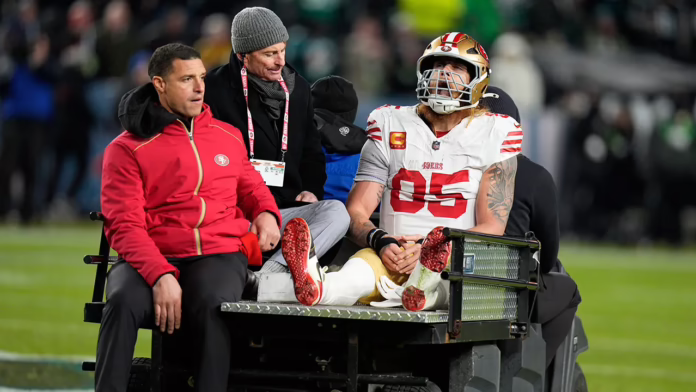 George Kittle khiến NFL bùng nổ khi các sân vận động quỳ gối trước FIFA vì sân cỏ: 'Chúng tôi biết điều đó là có thể'
