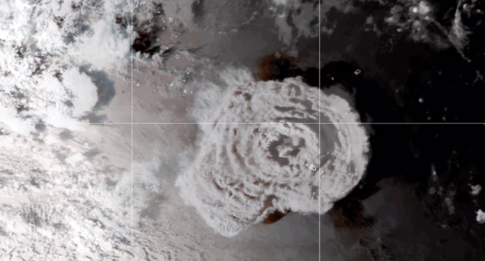 Hunga Tonga Eruption Seen In Space